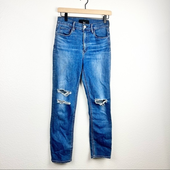 3x1 Colette Slim Crop in Colbey Wash, Distressed, Size 26 - Picture 2 of 7